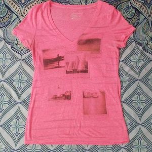 American Eagle t-shirt pink v neck postcard size L